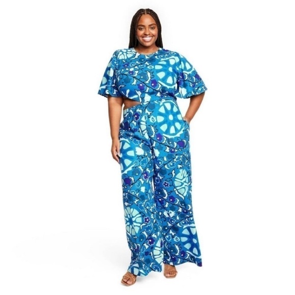 RHODE X Target Large Zinnia Floral Print Bell Sleeve Cut Out Jumpsuit NEW! - Picture 3 of 3